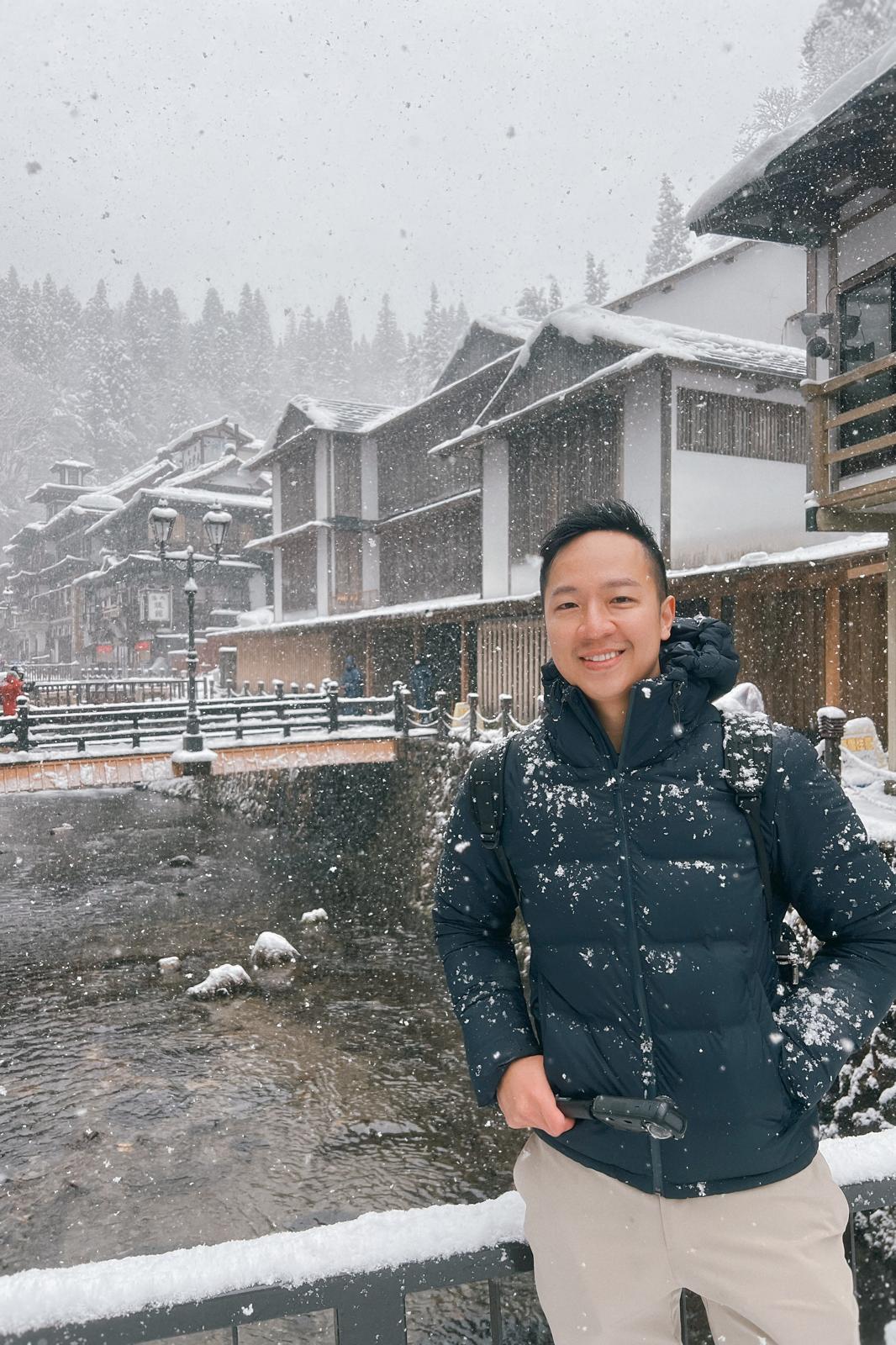 Christian in a snow-covered onsen village in Japan